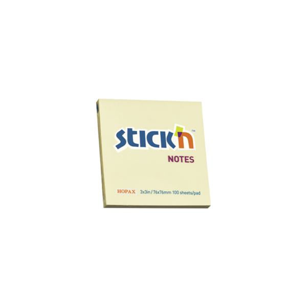 STICK'N NOTE PAPERS STICKER 76x76mm 100Φ. YELLOW 12T.